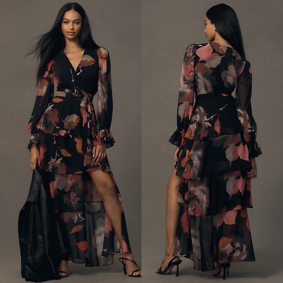 NWT Anthropologie Hutch Long Sleeve V Neck Wrap Maxi Dress - Picture 2 of 10